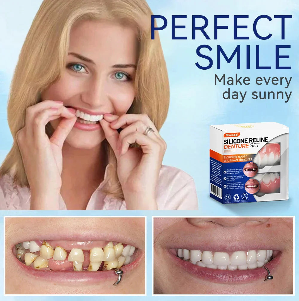 Siste 30 minutter: 75 % rabatt 🎉 - 𝐁𝐢𝐤𝐞𝐧𝐝𝐚® Silikon-Tannprotese-Reline-Sett🦷