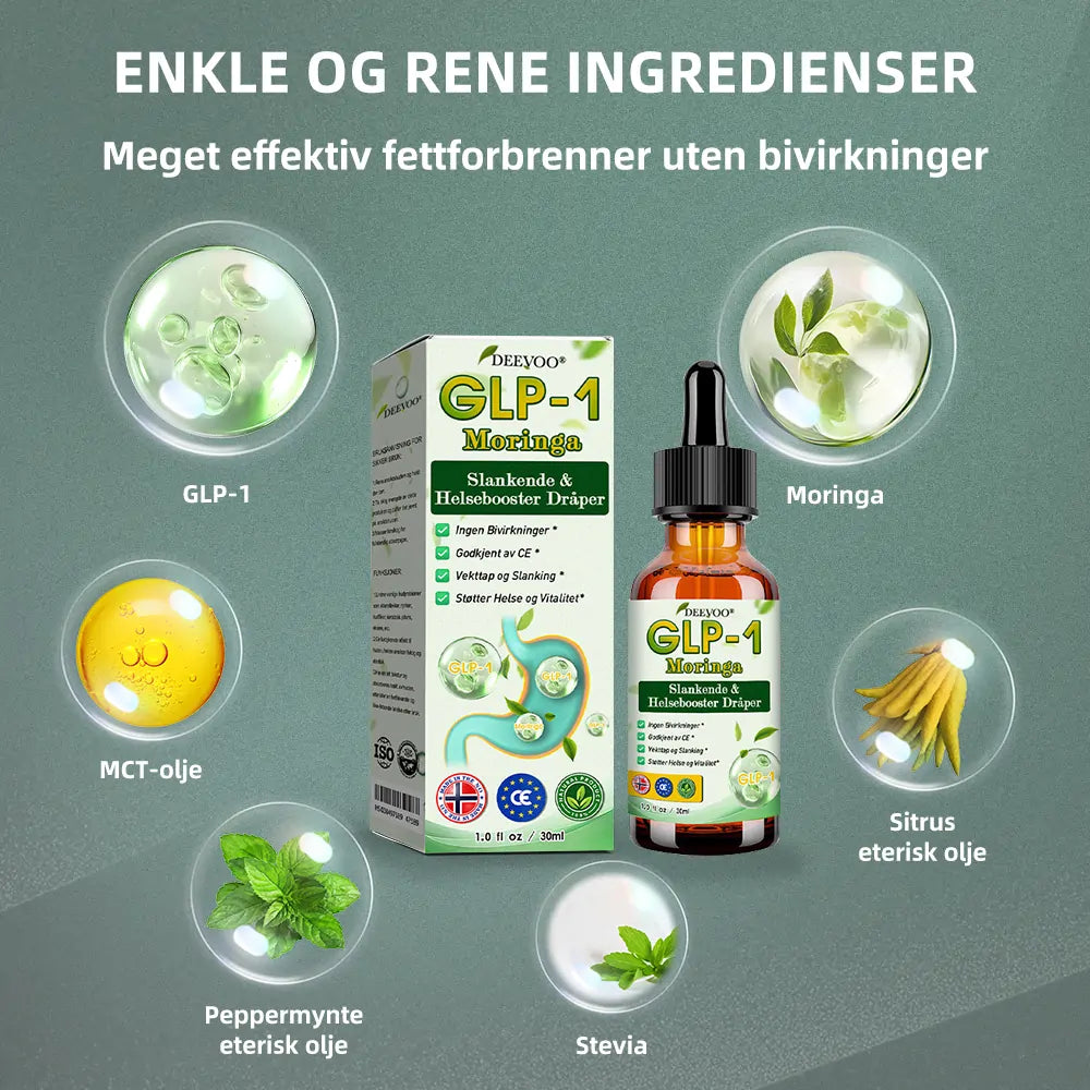 Deevoo®🔬 𝐆𝐋𝐏-𝟏 Moringa Slankende & Helseforsterkende Dråper( Matgodkjent fettforbrenner)🌿💪