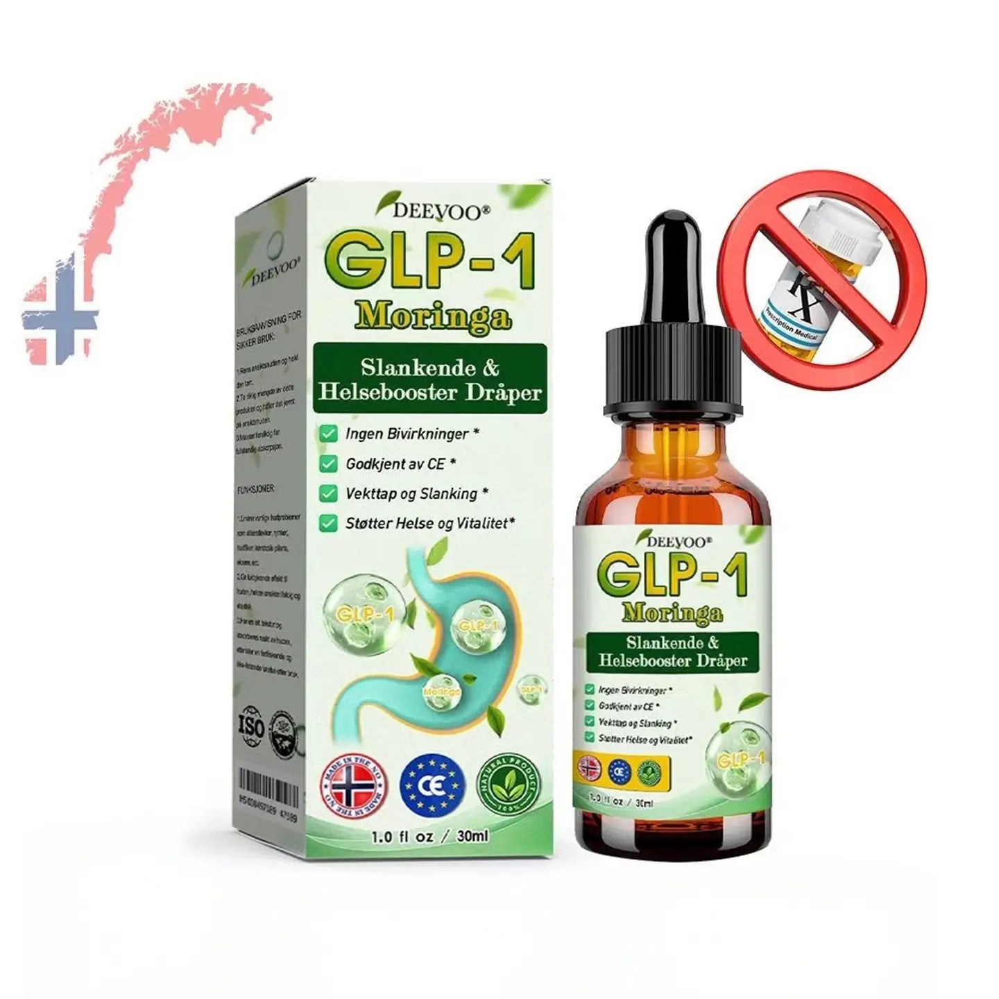 Deevoo®🔬 𝐆𝐋𝐏-𝟏 Moringa Slankende & Helseforsterkende Dråper( Matgodkjent fettforbrenner)🌿💪