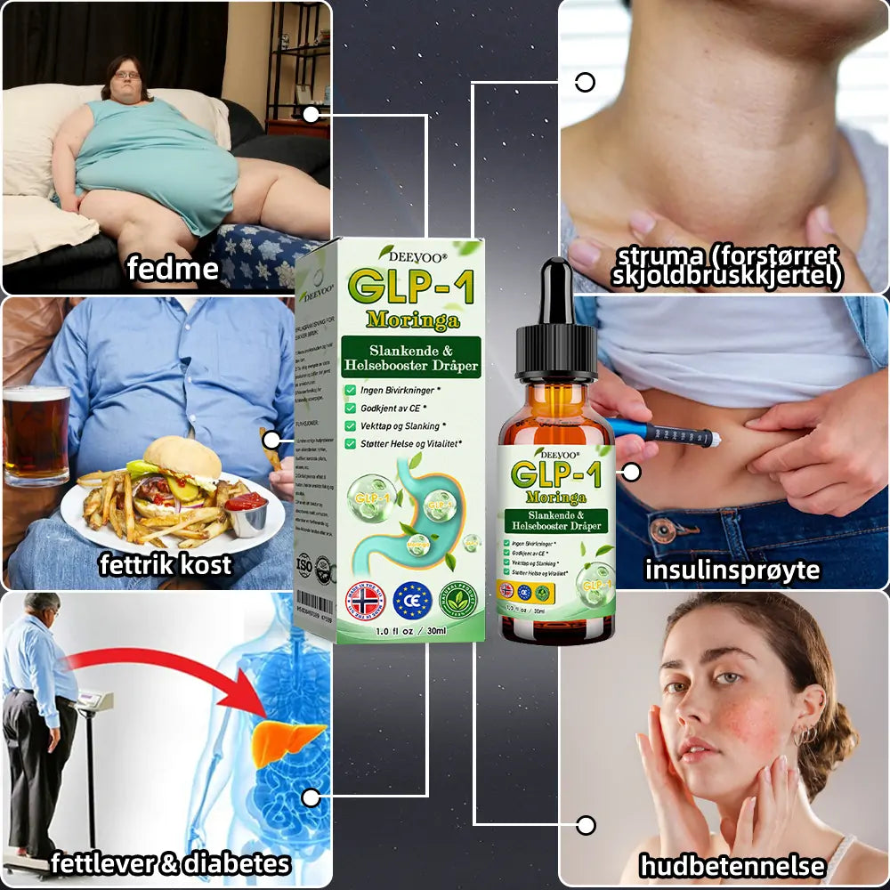 Deevoo®🔬 𝐆𝐋𝐏-𝟏 Moringa Slankende & Helseforsterkende Dråper( Matgodkjent fettforbrenner)🌿💪