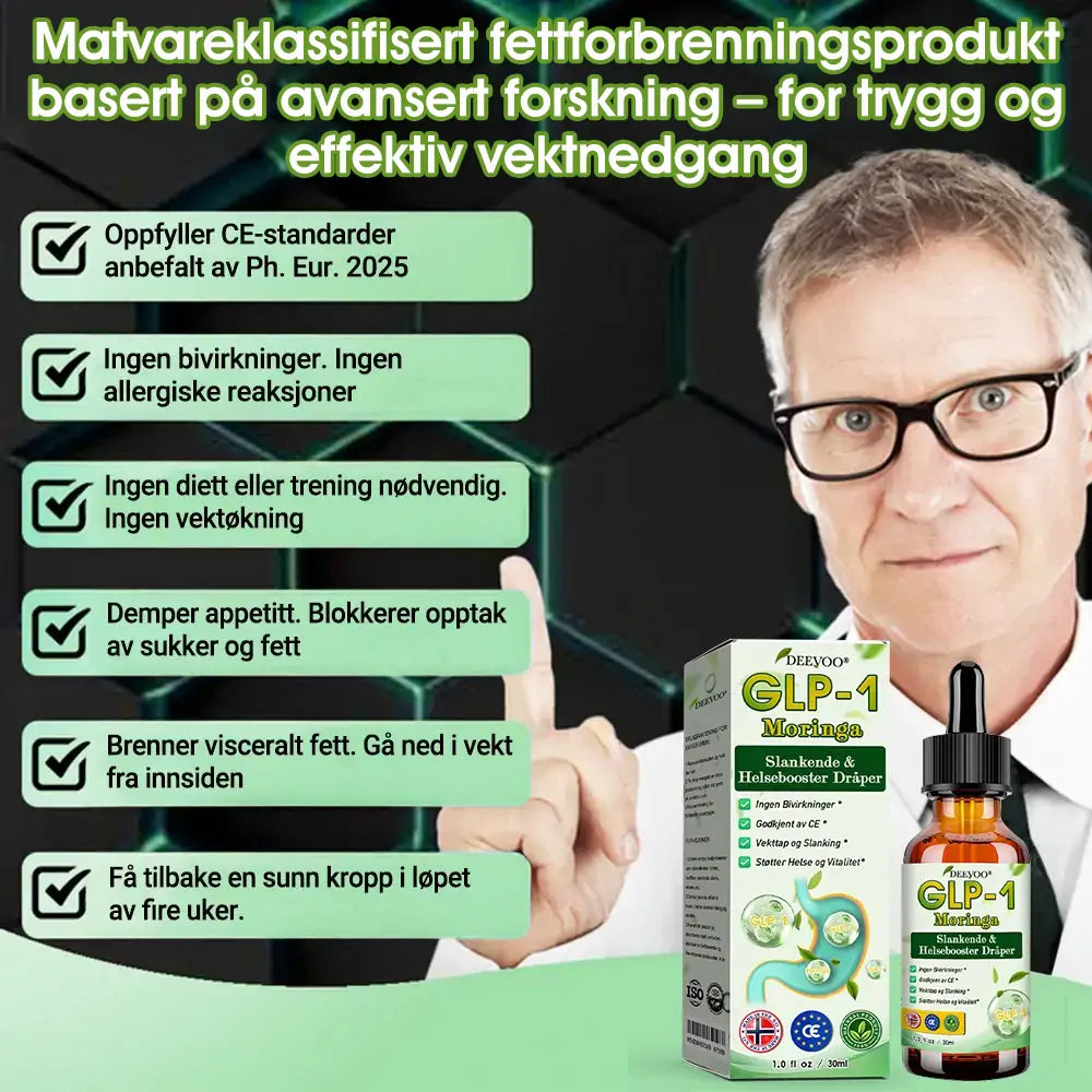 Deevoo®🔬 𝐆𝐋𝐏-𝟏 Moringa Slankende & Helseforsterkende Dråper( Matgodkjent fettforbrenner)🌿💪