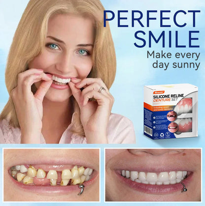 Siste 30 minutter: 75 % rabatt 🎉 - 𝐁𝐢𝐤𝐞𝐧𝐝𝐚® Silikon-Tannprotese-Reline-Sett🦷