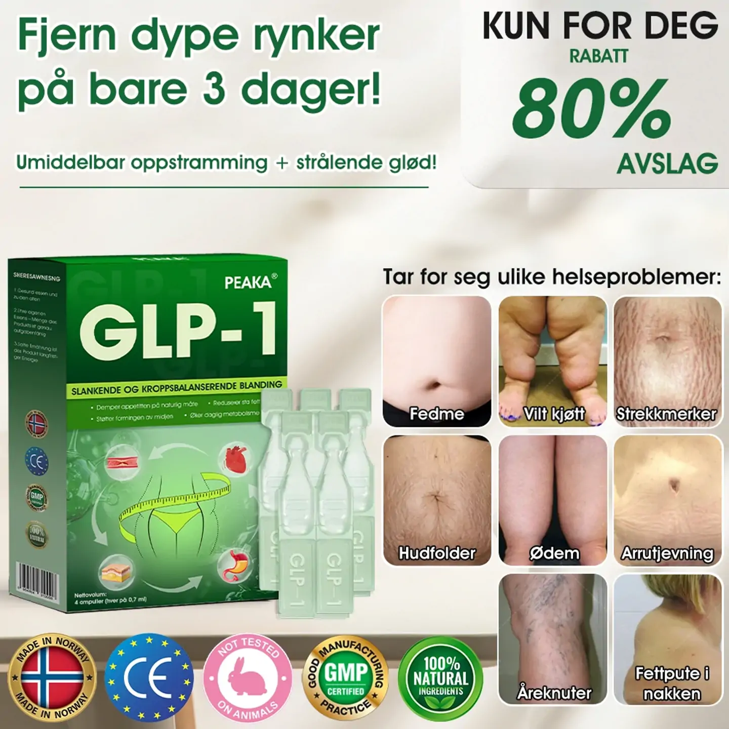 Offisiell Butikk - 🇳🇴 𝐏𝐄𝐀𝐊𝐀® 𝐆𝐋𝐏-𝟏 𝐕𝐞𝐤𝐭𝐭𝐚𝐩 𝐎𝐫𝐚𝐥 𝐋ø𝐬𝐧𝐢𝐧𝐠 – 👨‍⚕️ 𝐅𝐞𝐝𝐦𝐞, 𝐇𝐣𝐞𝐫𝐭𝐞- 𝐨𝐠 𝐤𝐚𝐫𝐬𝐲𝐤𝐝𝐨𝐦𝐦𝐞𝐫, 𝐃𝐢𝐚𝐛𝐞𝐭𝐞𝐬, 𝐒ø𝐯𝐧𝐚𝐩𝐧𝐞́, 𝐋𝐞𝐝𝐝𝐩𝐫𝐨𝐛𝐥𝐞𝐦𝐞𝐫 𝐨𝐠 𝐌𝐞𝐫🌺🌺