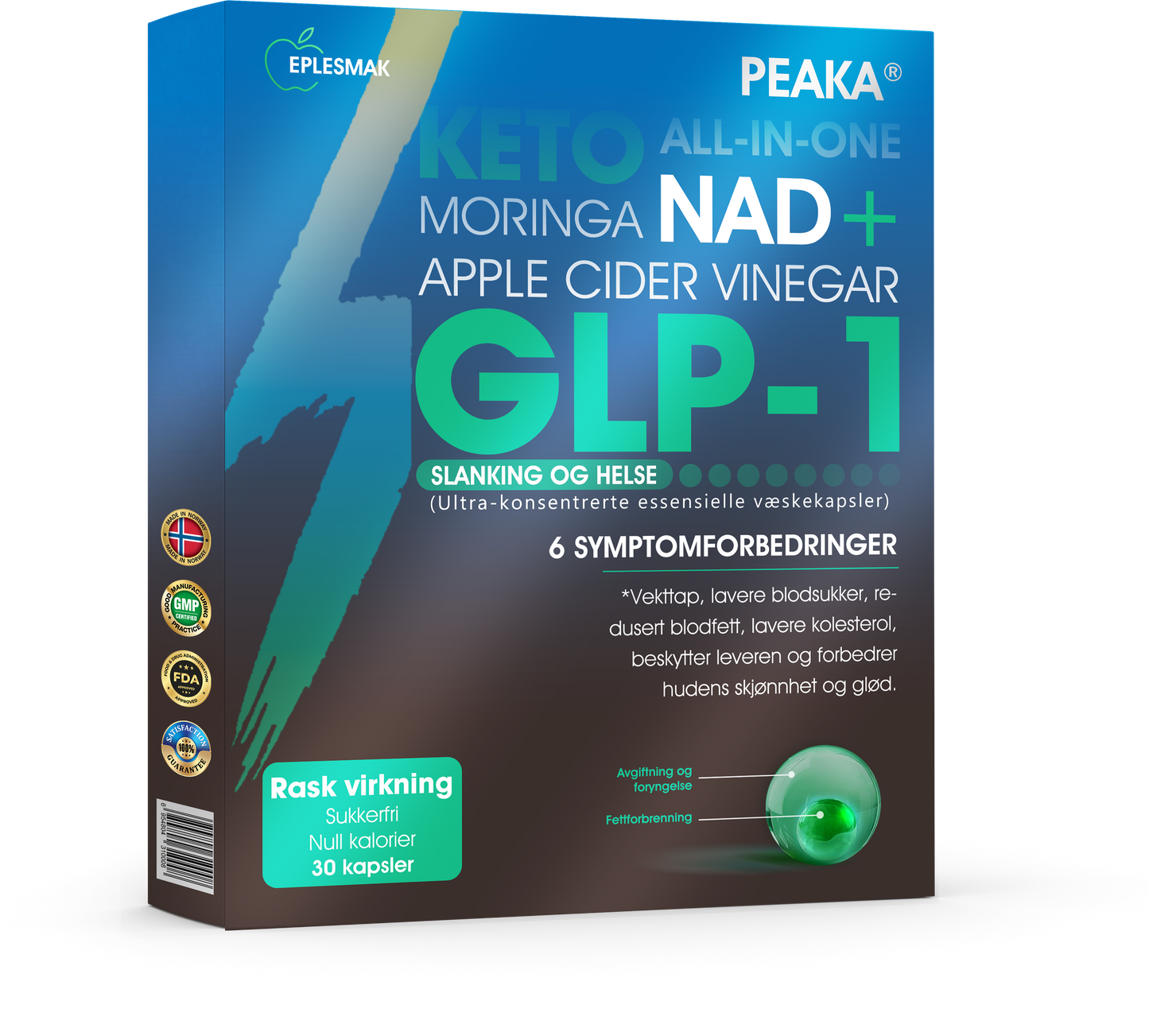 [Offisielt autorisert butikk] PEAKA® GLP-1 Slankende og Helsefremmende Ultra Konsentrerte Essensielle Væskeperler – NAD+, Moringa, ACV og Keto BHB (✅raskvirkende, langvarig effekt, retter seg mot diabetes, fedme og hjerte- og karsykdommer)