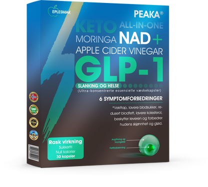[Offisielt autorisert butikk] PEAKA® GLP-1 Slankende og Helsefremmende Ultra Konsentrerte Essensielle Væskeperler – NAD+, Moringa, ACV og Keto BHB (✅raskvirkende, langvarig effekt, retter seg mot diabetes, fedme og hjerte- og karsykdommer)